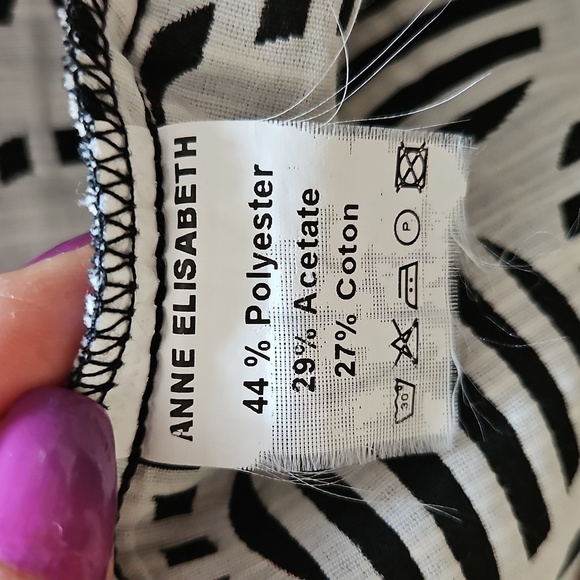 Anne Elisabeth Black White Geometric Print Sleeveless Dress EU 38 US 6 - Picture 8 of 15